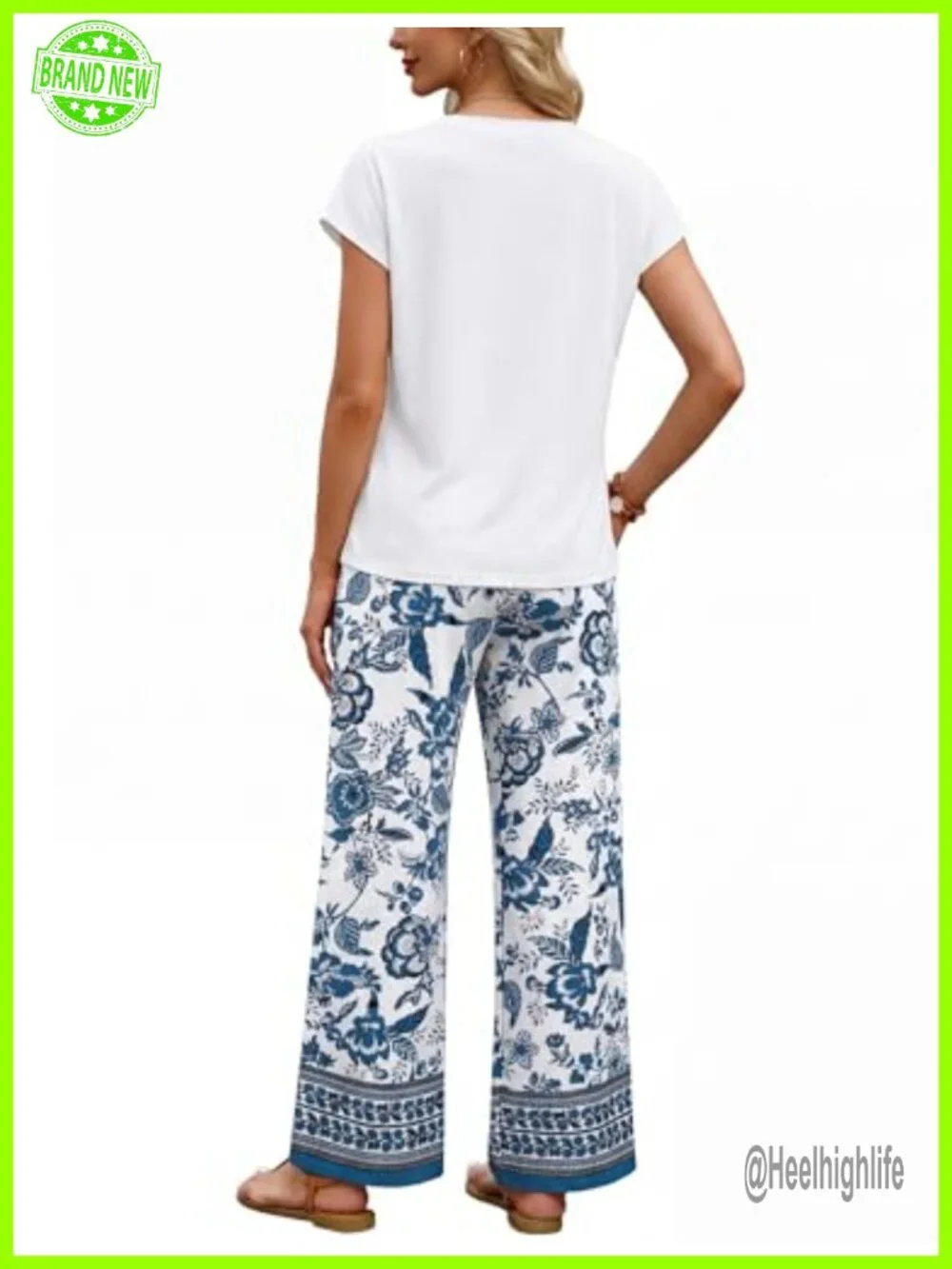 Two Piece Set for Women Summer Matching Outfits Wide Leg Pants